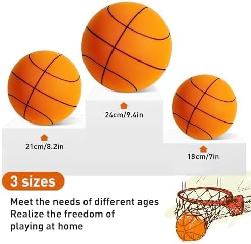 Quiet Bounce Basketball, Uncoated High-Density Foam Ball, Airless Silent Basketball Training