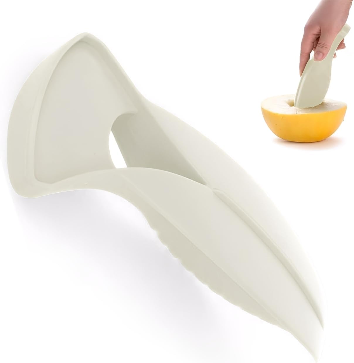 Cantaloupe Cutting Tool, Plastic Remove Seeds Cantaloupe Cutter Slicer Tool, Quickly Portable Fruit Cube, Multifunctional Simple Divider Peeler for Home Party Camping Kitchen Gadget
