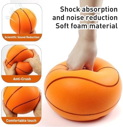 Quiet Bounce Basketball, Uncoated High-Density Foam Ball, Airless Silent Basketball Training