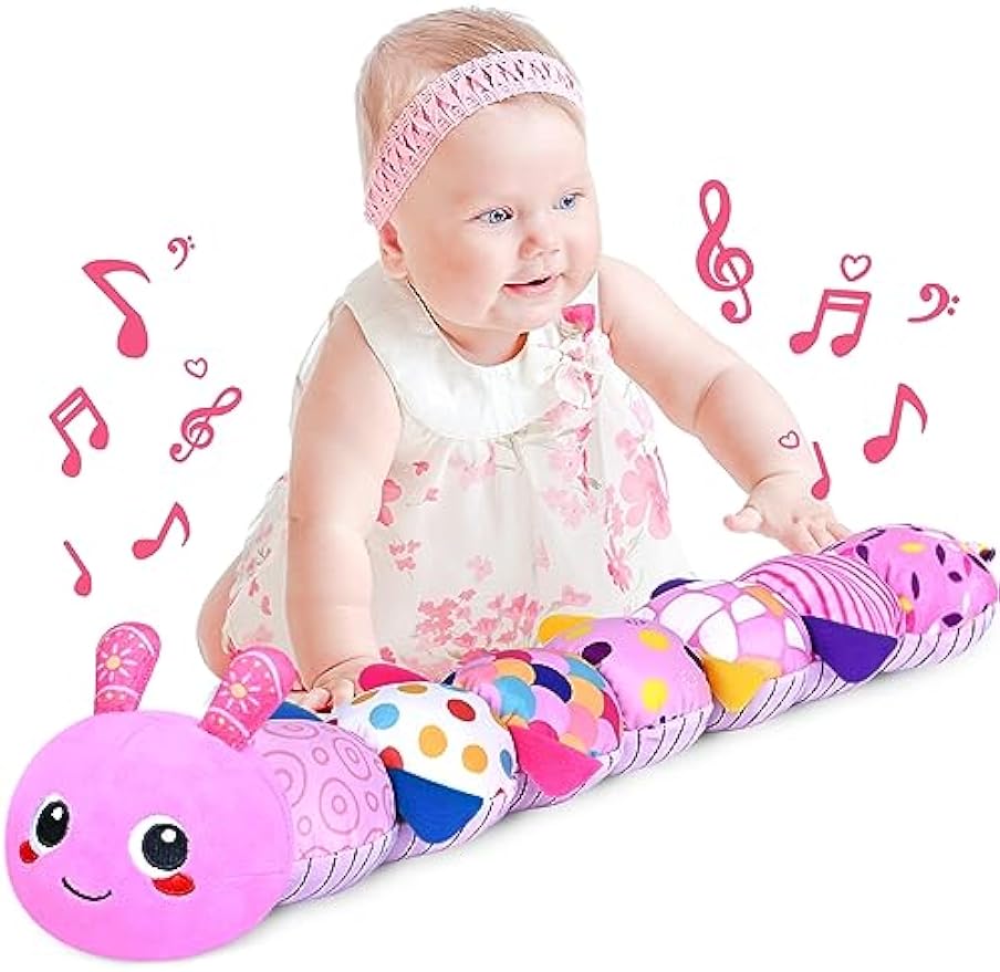 Infant Baby Musical Stuffed Animal Toys, Soft Sensory Toys with Crinkle and Rattles