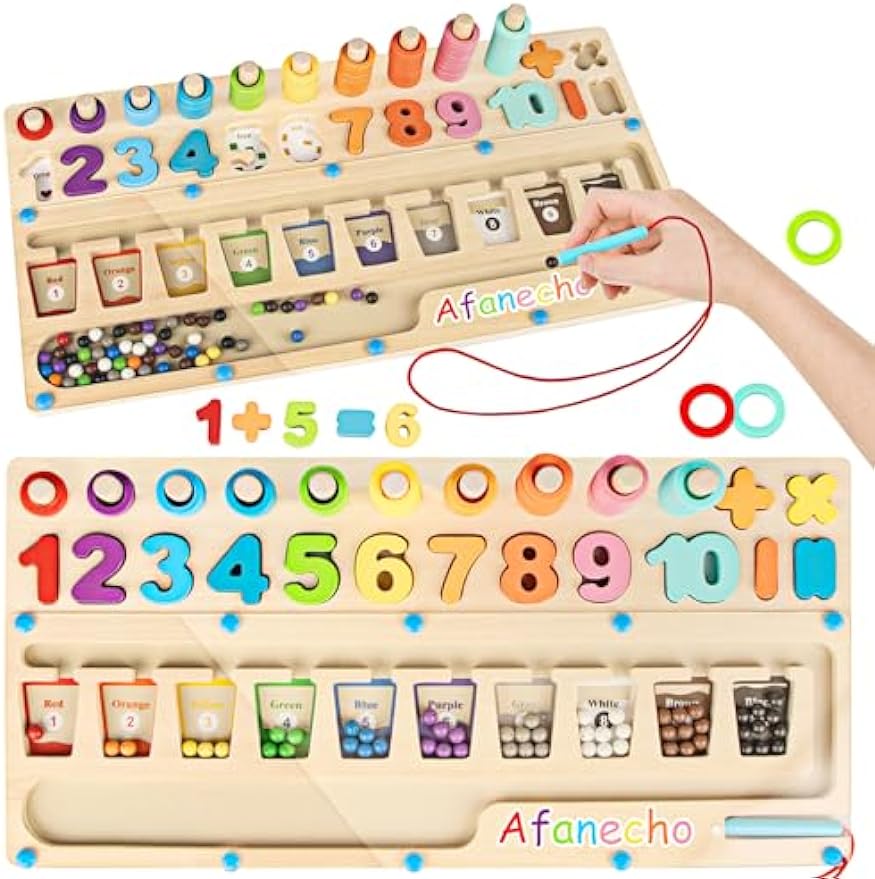 3-in-1 Montessori Toys for 3+ Years Old, Educational Magnetic Color and Number Maze, Toddlers Shape Sorting Counting Game, Preschool Learning Math Activities Classroom Toys for Toddlers - Cykapu