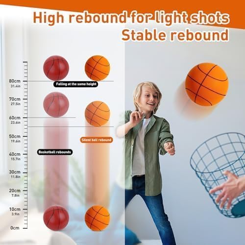 Quiet Bounce Basketball, Uncoated High-Density Foam Ball, Airless Silent Basketball Training