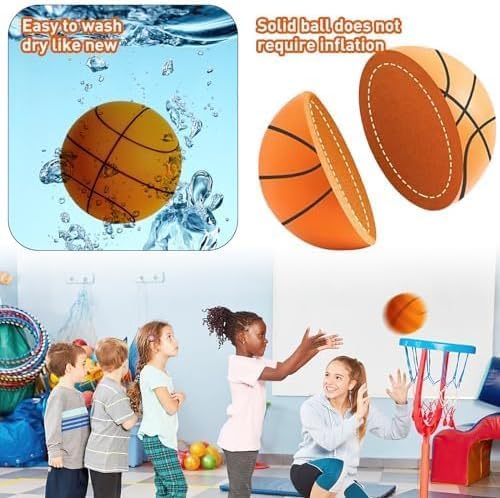Quiet Bounce Basketball, Uncoated High-Density Foam Ball, Airless Silent Basketball Training