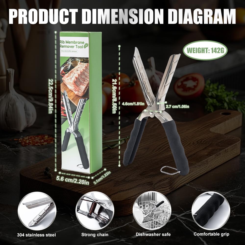 Rib Membrane Removal Tool, Rib Prep Tool Pro, BBQ Rib Skinner, Stainless Steel Rib Membrane Remover Tool, Ergonomic Handle for Easy Membrane Removal - Rib Prep Tool for BBQ Enthusiasts