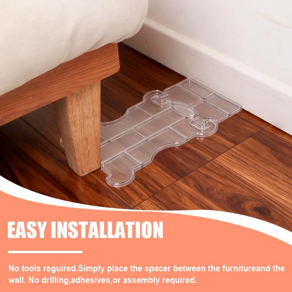 2 Pack Couch Wall Spacer, Furniture Walls Protectors, Adjustable Couch Stoppers to Prevent Sliding and Door Stoppers for Wall, Suitable for Protectors Sofas, Cabinets and Headboards