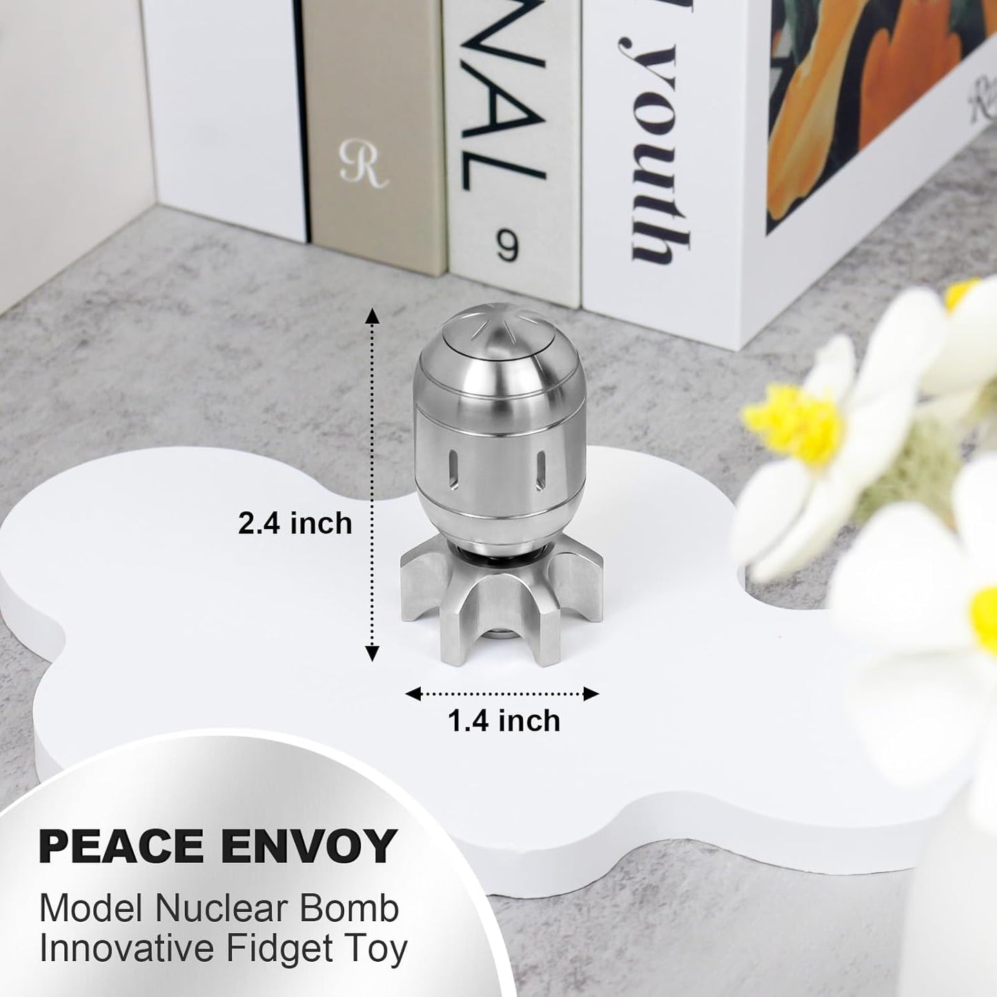 Metal Rocket Fidget Spinner Fingertip Toys, EDC Stress Anxiety Relief, 3 in 1 Metal Spinner, Office Table Gadgets Gifts for Adults Teens