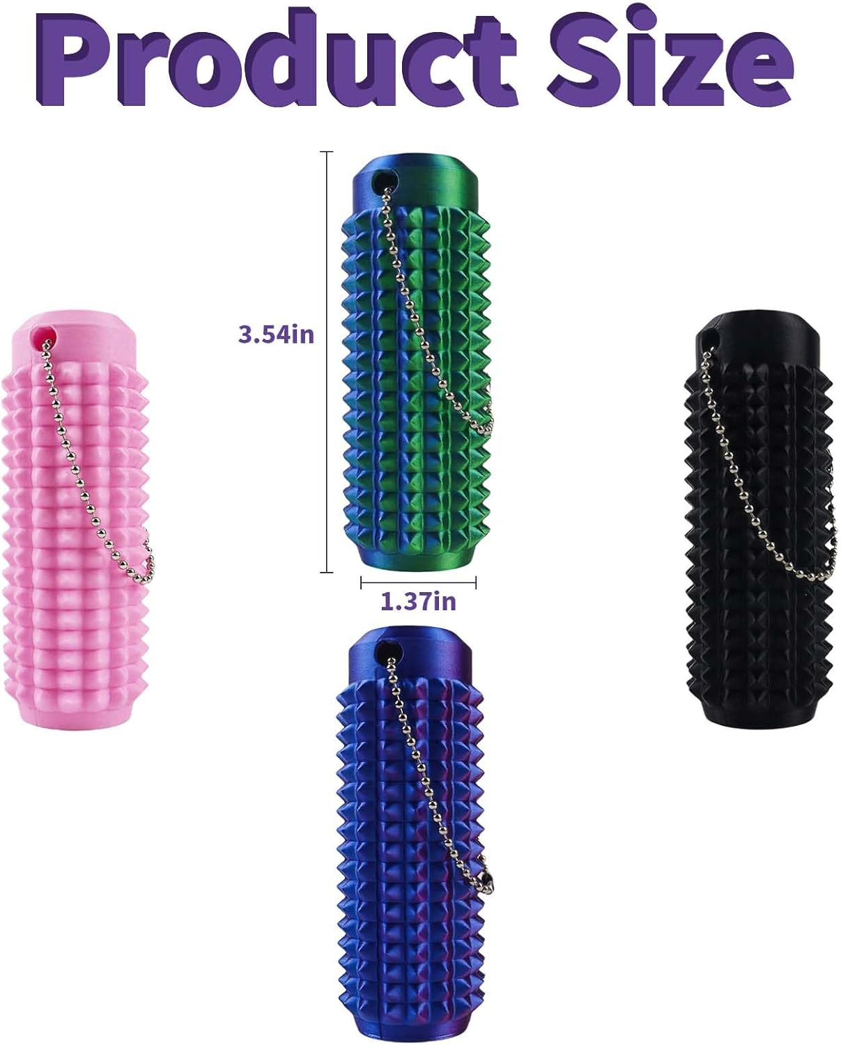 4 Pcs Pain Stim Fidget Keychain, 3D Printed Fidget Toys Spiky Grippie Sensory Stress Relief Toys, Novelty Gifts for Friends Family