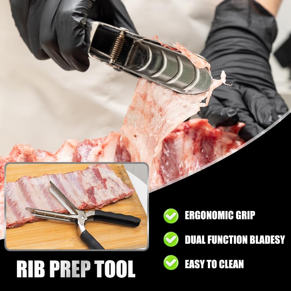 Rib Membrane Removal Tool, Rib Prep Tool Pro, BBQ Rib Skinner, Stainless Steel Rib Membrane Remover Tool, Ergonomic Handle for Easy Membrane Removal - Rib Prep Tool for BBQ Enthusiasts