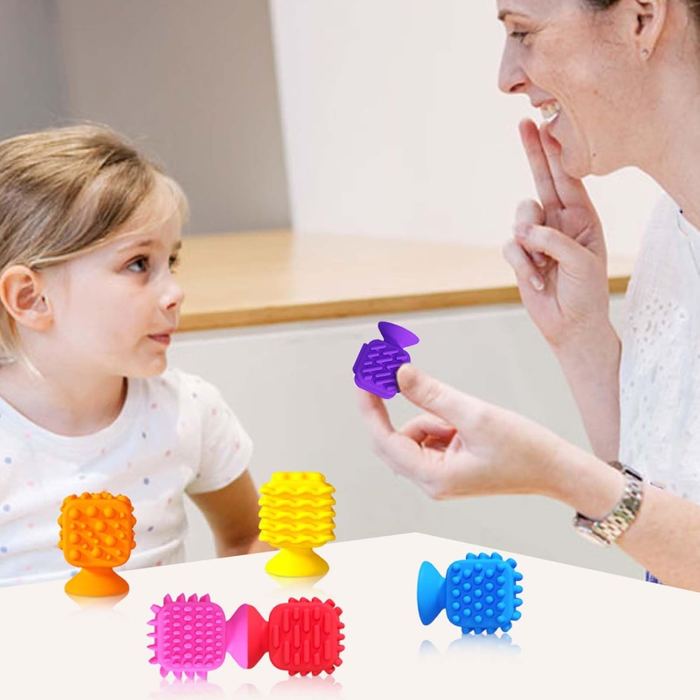 Sensory Fidget Toys Kids Adults, 6Pcs Textured Suction Cup Toy for Autism Kids Calming, Quiet Anxiety Fidgets for Classroom Prize