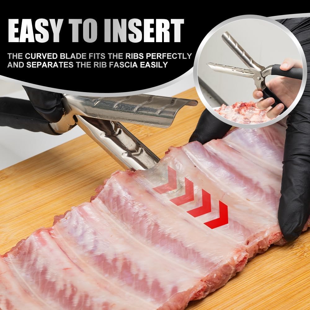 Rib Membrane Removal Tool, Rib Prep Tool Pro, BBQ Rib Skinner, Stainless Steel Rib Membrane Remover Tool, Ergonomic Handle for Easy Membrane Removal - Rib Prep Tool for BBQ Enthusiasts