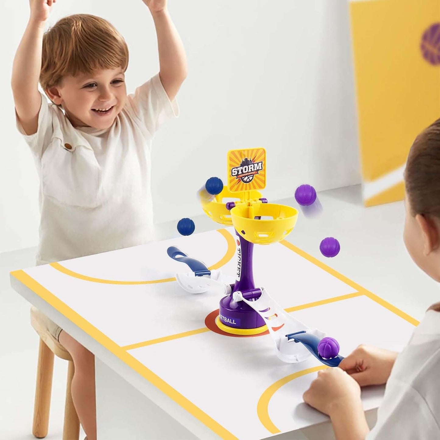 2-Players Mini Basketball Game Set Kids Toys, Tabletop Basketball Goal with 4 Balls Kids Games, Desktop Games for Kids, Stocking Stuffers Christmas Birthday Gifts for Boys and Girls