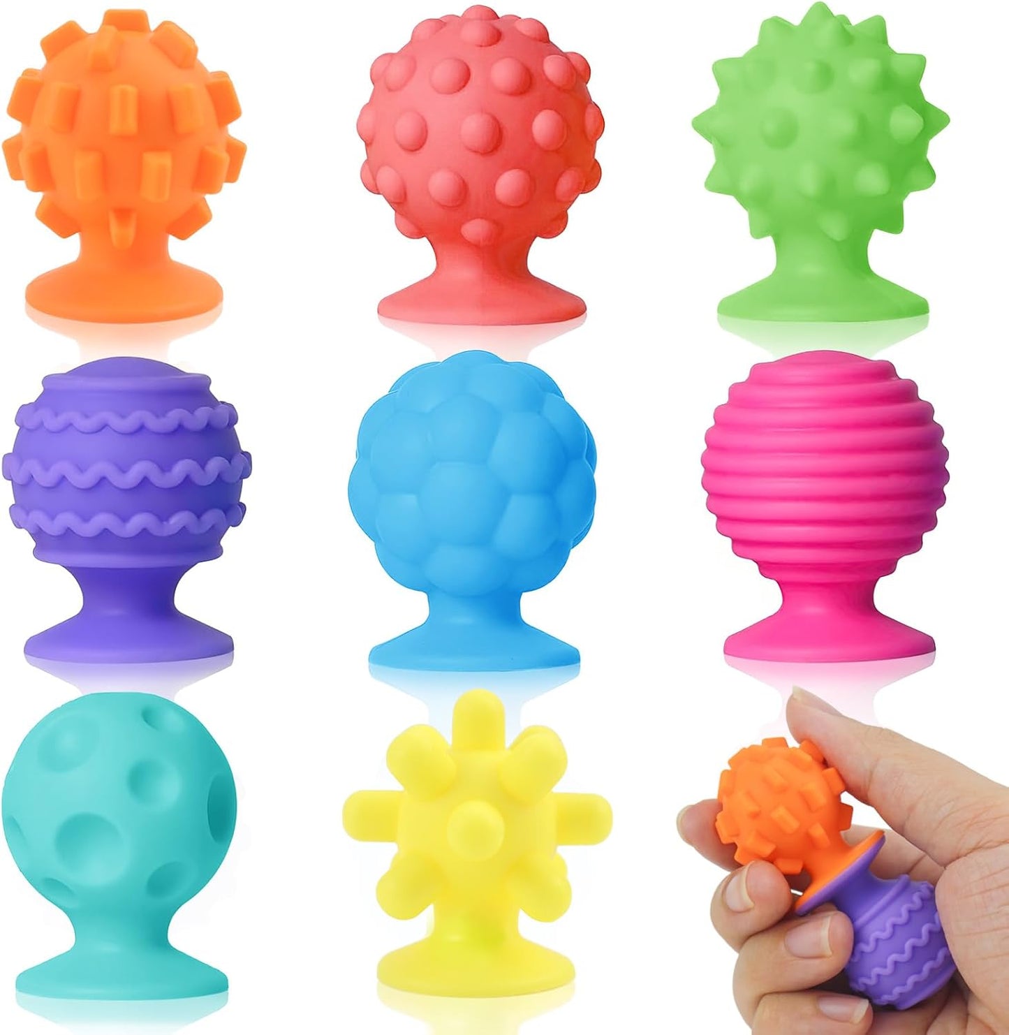 Sensory Fidget Toys Kids Adults, 6Pcs Textured Suction Cup Toy for Autism Kids Calming, Quiet Anxiety Fidgets for Classroom Prize