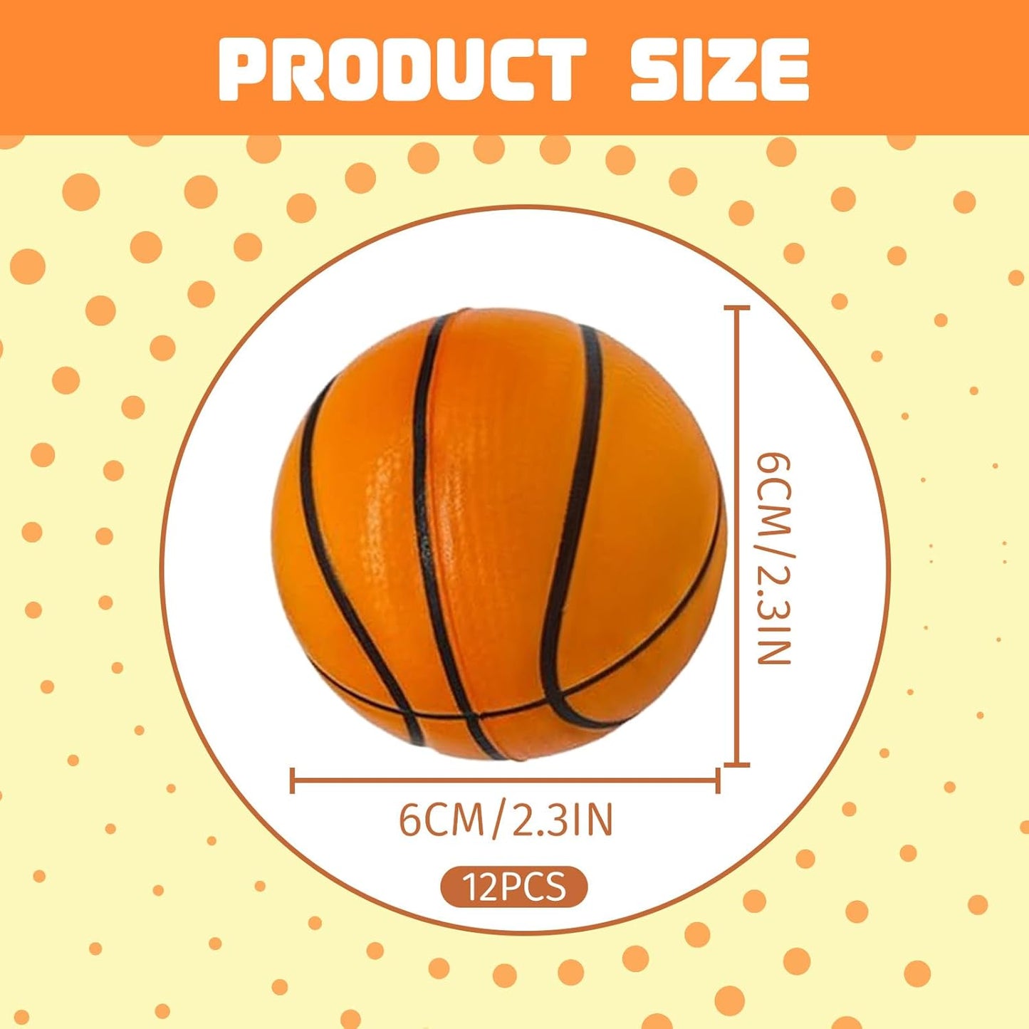 12 Pack Mini Basketball Stress Balls for Kids, 2.3 Inch Soft Foam Basketballs for Kids Small Squeeze Sport Balls