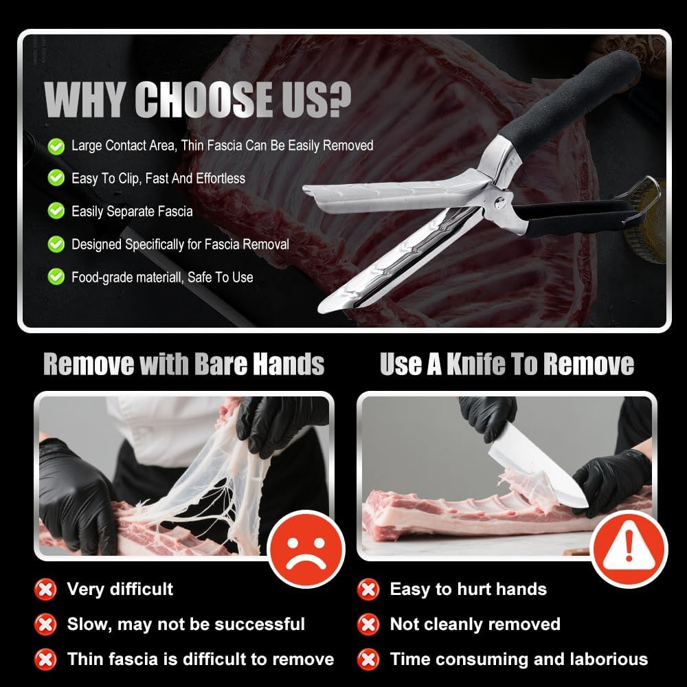 Rib Membrane Removal Tool, Rib Prep Tool Pro, BBQ Rib Skinner, Stainless Steel Rib Membrane Remover Tool, Ergonomic Handle for Easy Membrane Removal - Rib Prep Tool for BBQ Enthusiasts
