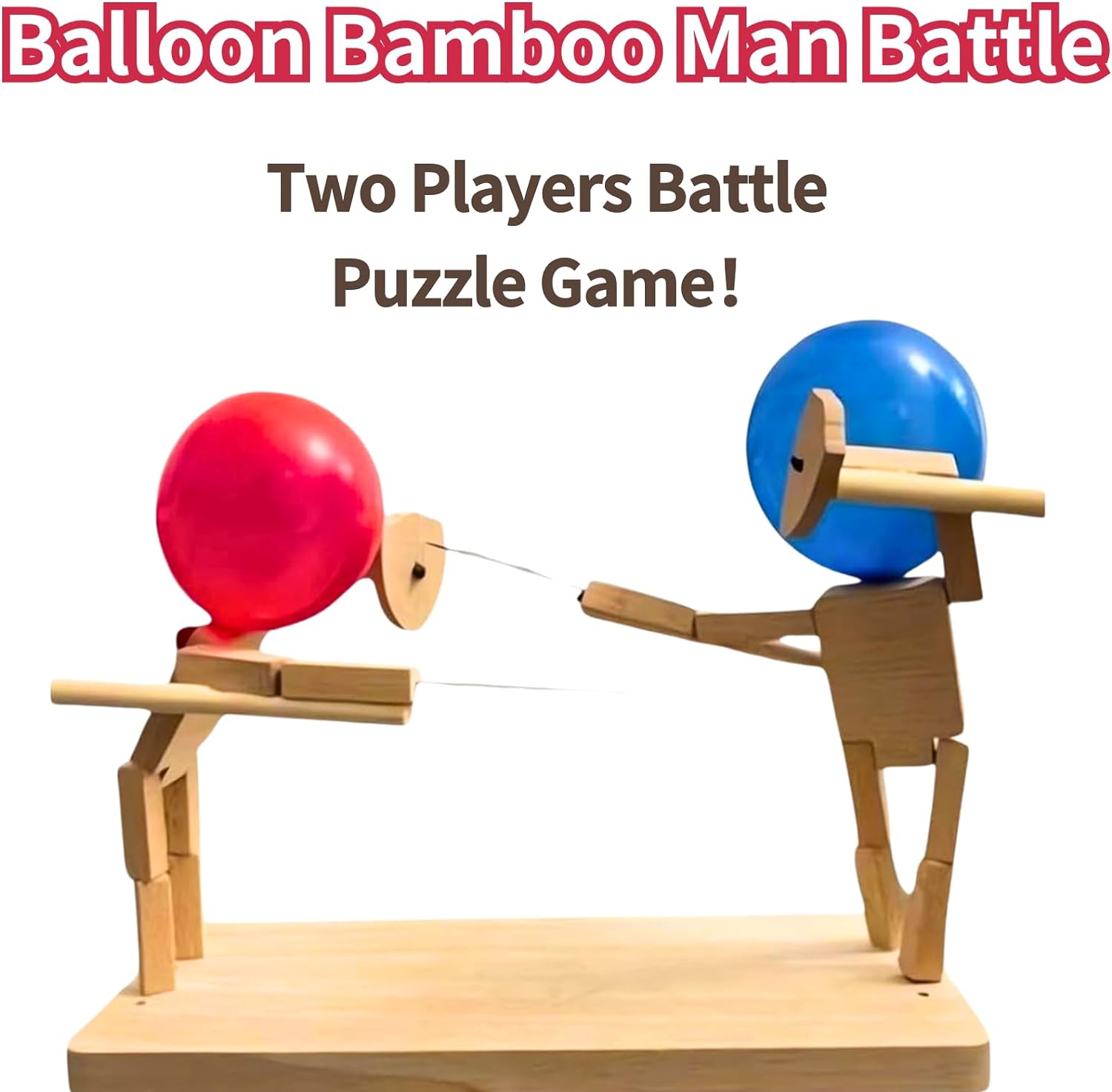 Wooden Fencing Puppets, Balloon Bamboo Man Battle 11.81"x0.12"+100Balloon