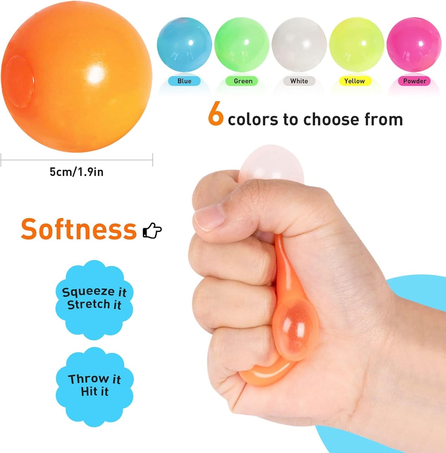 4 Pcs Glowing Sticky Balls, Stress Relieving Glow in The Dark Toys Stick to The Ceiling, Fun Decompression Fidget Toy for Kids and Adults Anxiety Pressure