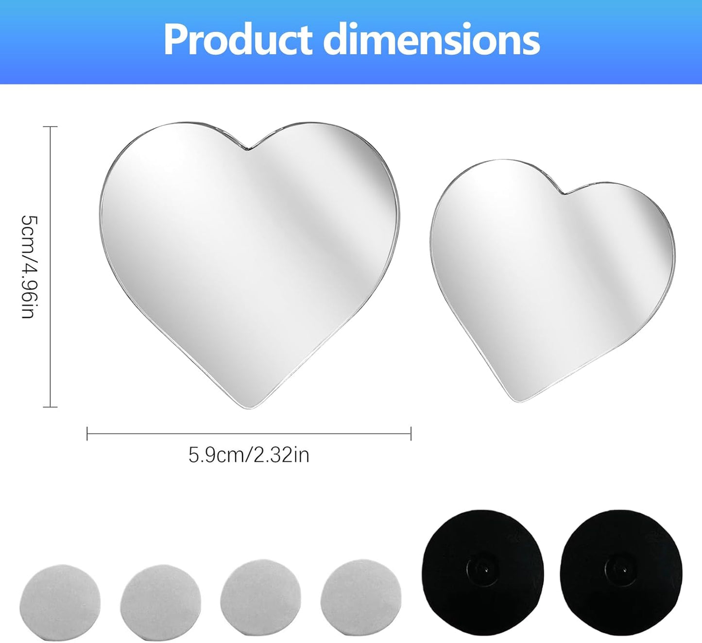 2Pcs Cars Heart Shaped Blind Spot Mirrors, Frameless Wide-Angle for Side Mirror Blindspot Convex