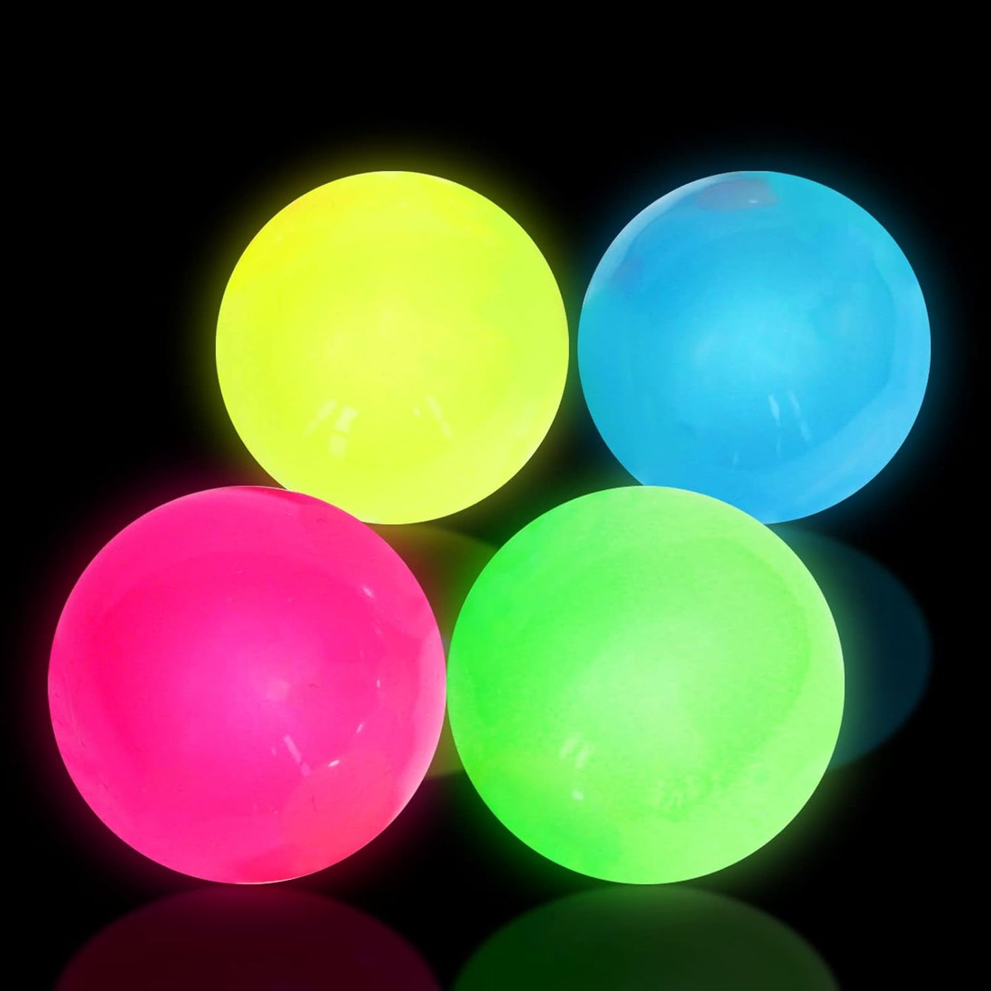 4 Pcs Glowing Sticky Balls, Stress Relieving Glow in The Dark Toys Stick to The Ceiling, Fun Decompression Fidget Toy for Kids and Adults Anxiety Pressure