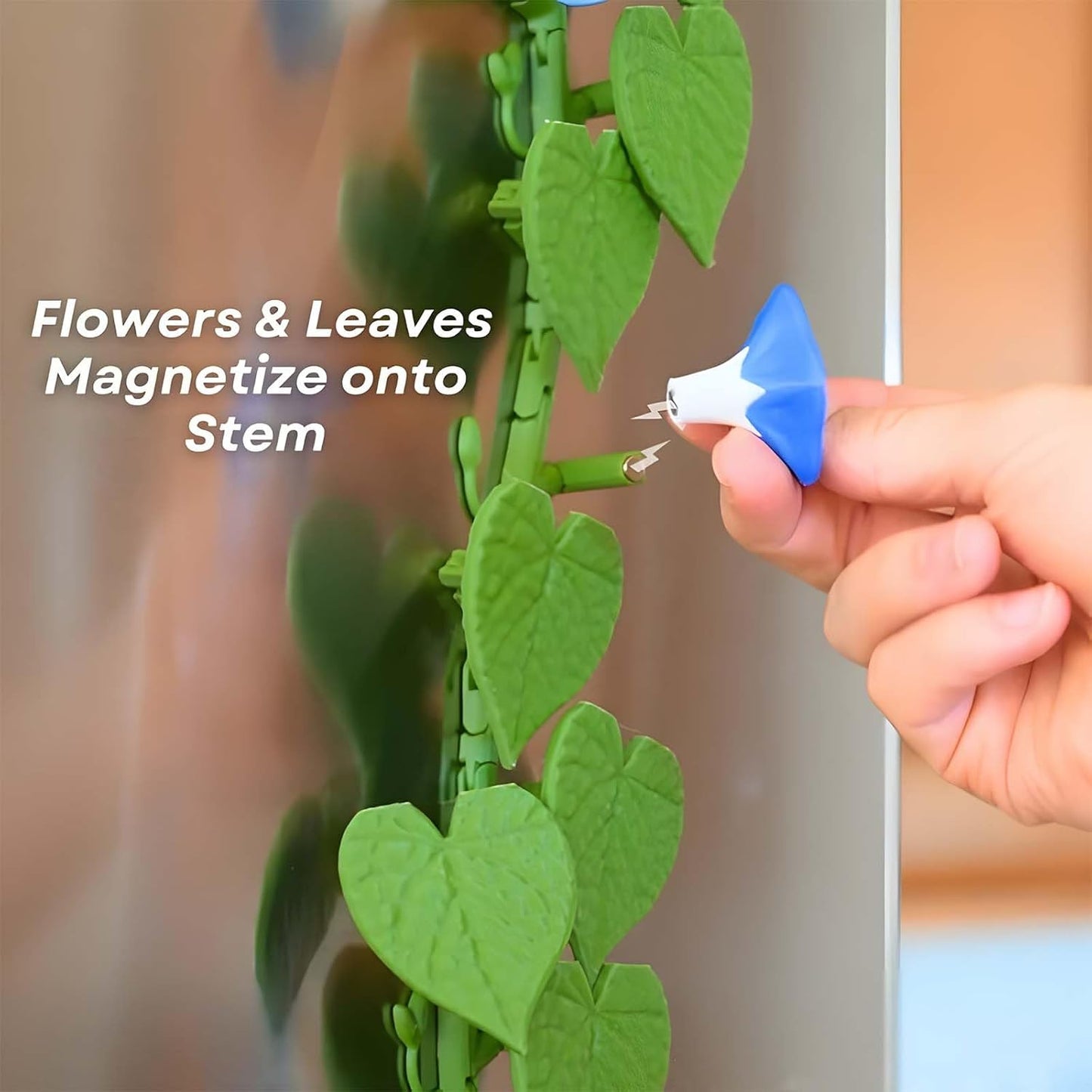 Morning Glory Refrigerator Magnets – 3D Printed Climbing Vine Plant, DIY Decorative Fridge Magnets for Kitchen Office, Articulating Stems (2)