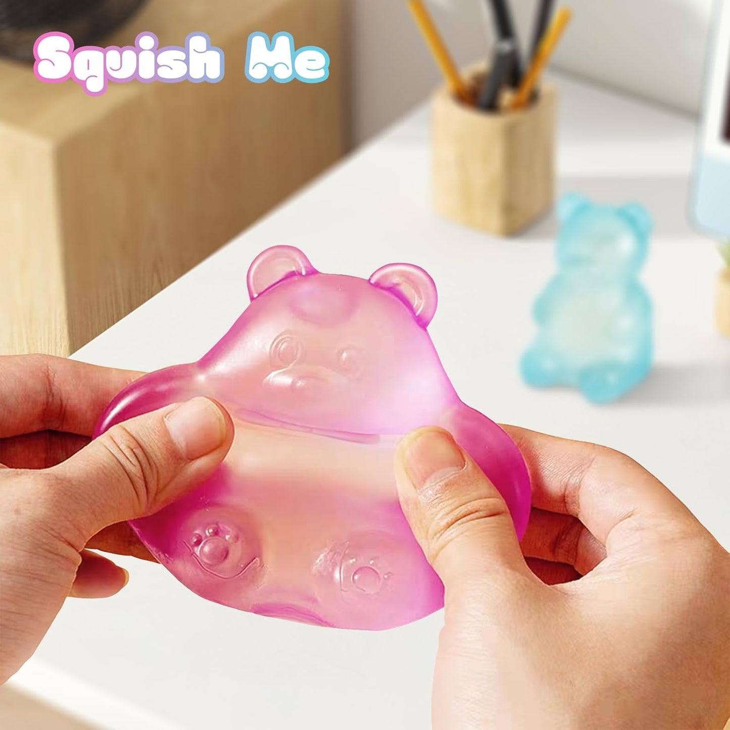 2 Pcs Gummy Bear Fidget Squeeze Toys, Stress Ball Sensory Relief Toy, Filled Squishies Toys