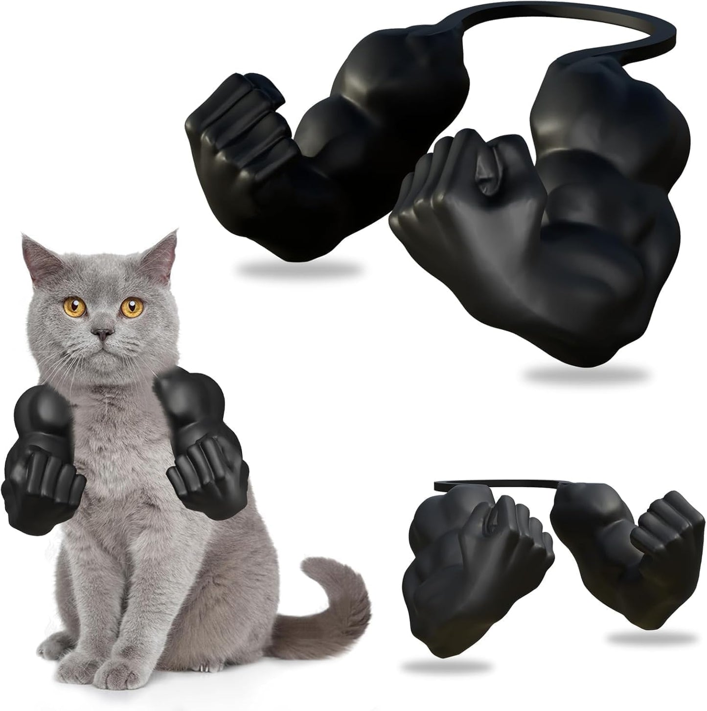 Funny Cat Muscle Arms, 3D Printed Cat's Neck Arm with Muscle, Halloween Cats Costume Accessory for Pet Dress-Up, Cosplay, Parties & Photos (Green)