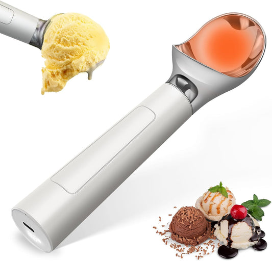 Heated Ice Cream Scoop, Waterproof Electric Ice Cream Scoop for Hard Ice Cream, Rechargeable with LED Display, Heats to 158°F for Dessert Shops, Homes Kitchen Gadgets
