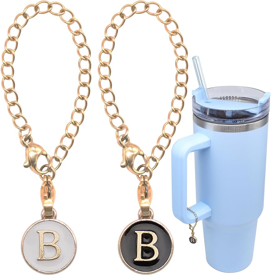 2pcs Initial Letter Charm Accessories For Tumbler Cup, Name ID