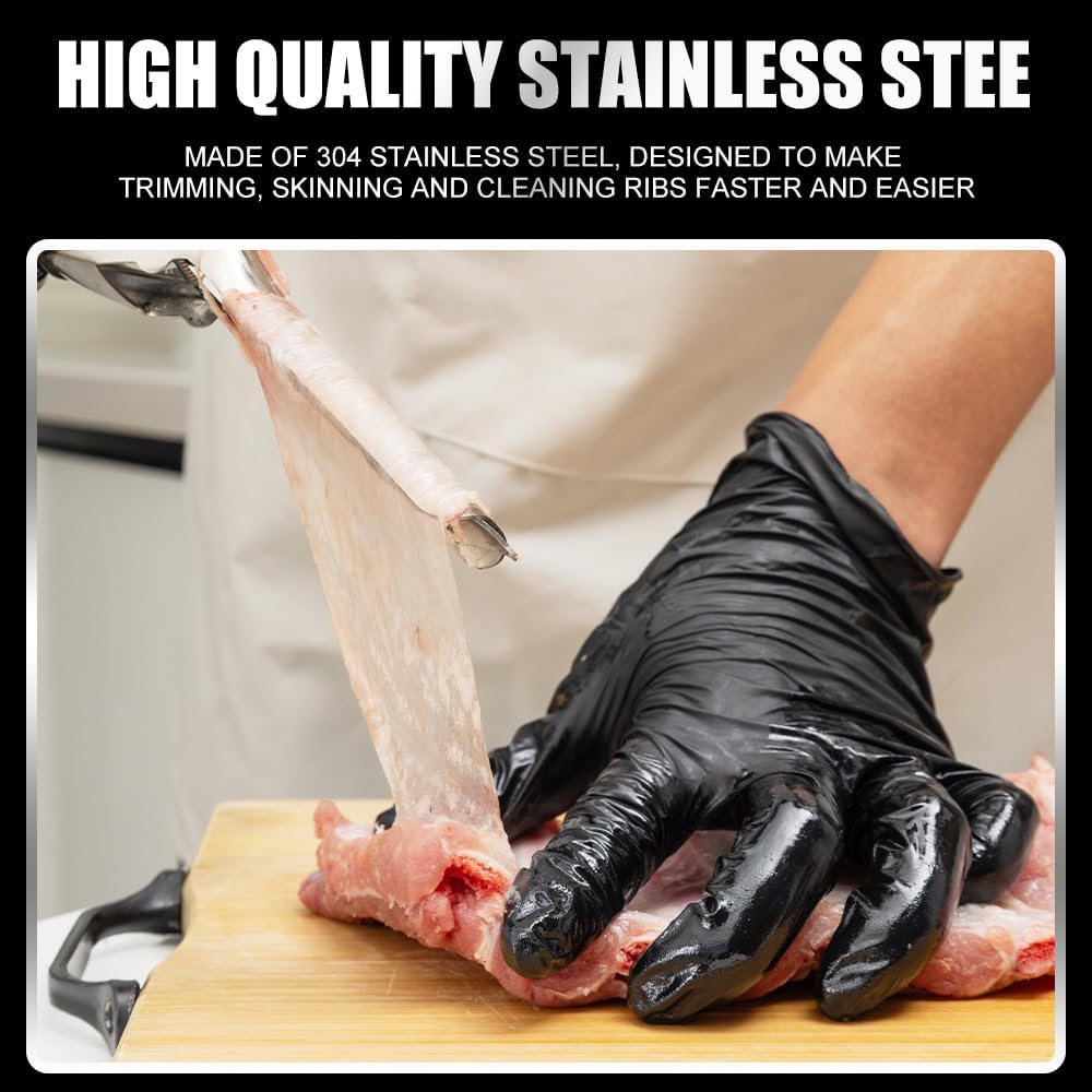 Rib Membrane Removal Tool, Rib Prep Tool Pro, BBQ Rib Skinner, Stainless Steel Rib Membrane Remover Tool, Ergonomic Handle for Easy Membrane Removal - Rib Prep Tool for BBQ Enthusiasts