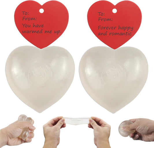 2 Packs Heart-Shaped Stress Balls for Kids Fidget Toys Adults, Color-Changing Silicone Stress Relief Toys