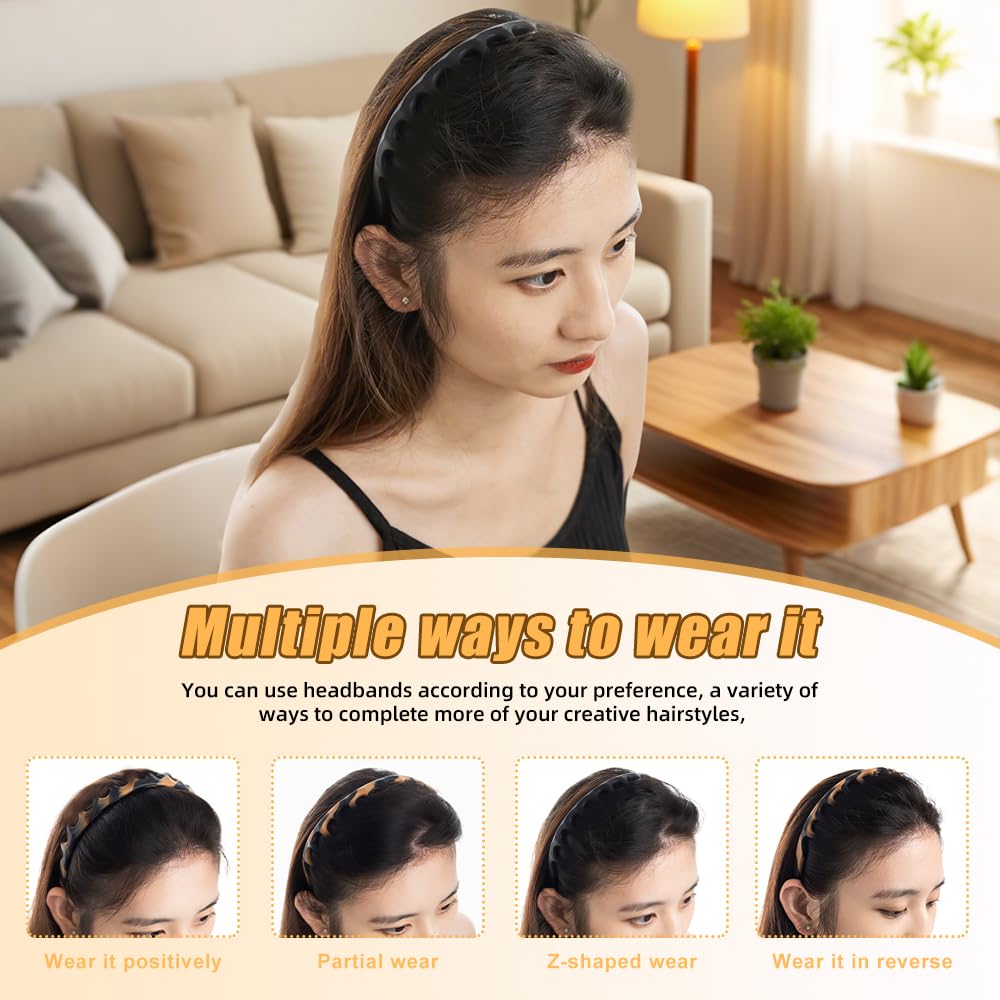 Zig Zag Headbands, 2Pcs Headbands for Women, 2025 New U Shape Fashion Hair Headband, Reversible Headband with Teeth,