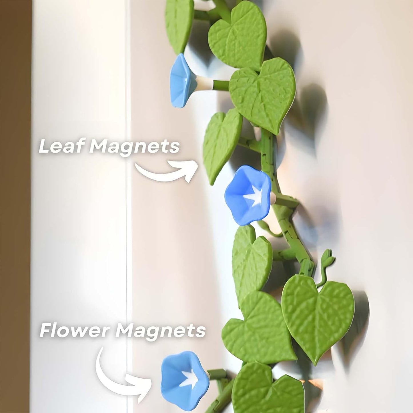 Morning Glory Refrigerator Magnets – 3D Printed Climbing Vine Plant, DIY Decorative Fridge Magnets for Kitchen Office, Articulating Stems (2)