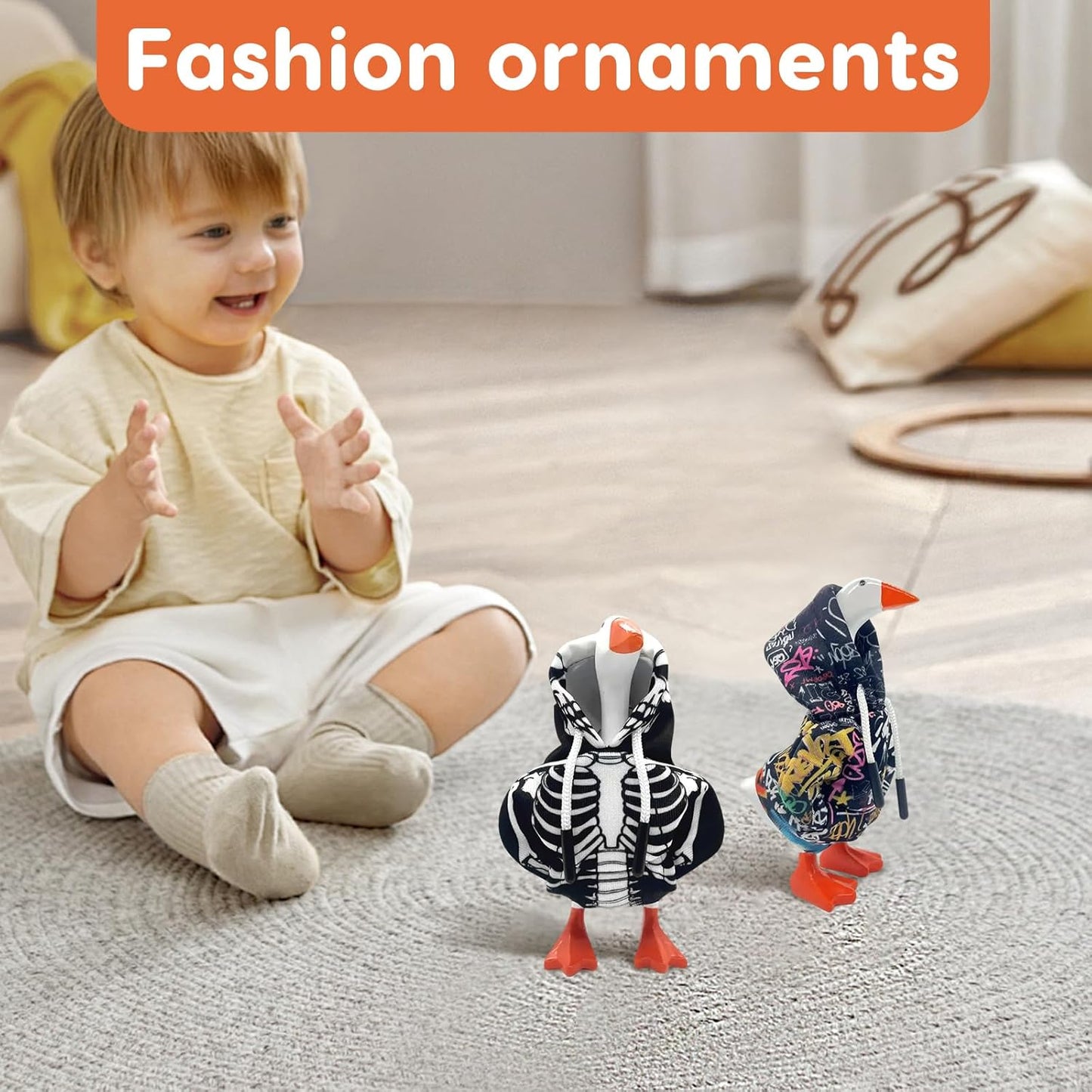 2 Pcs Halloween Mini Desk Goose Outfits 7 Inch Magnetic Silly Goose Statue Costume