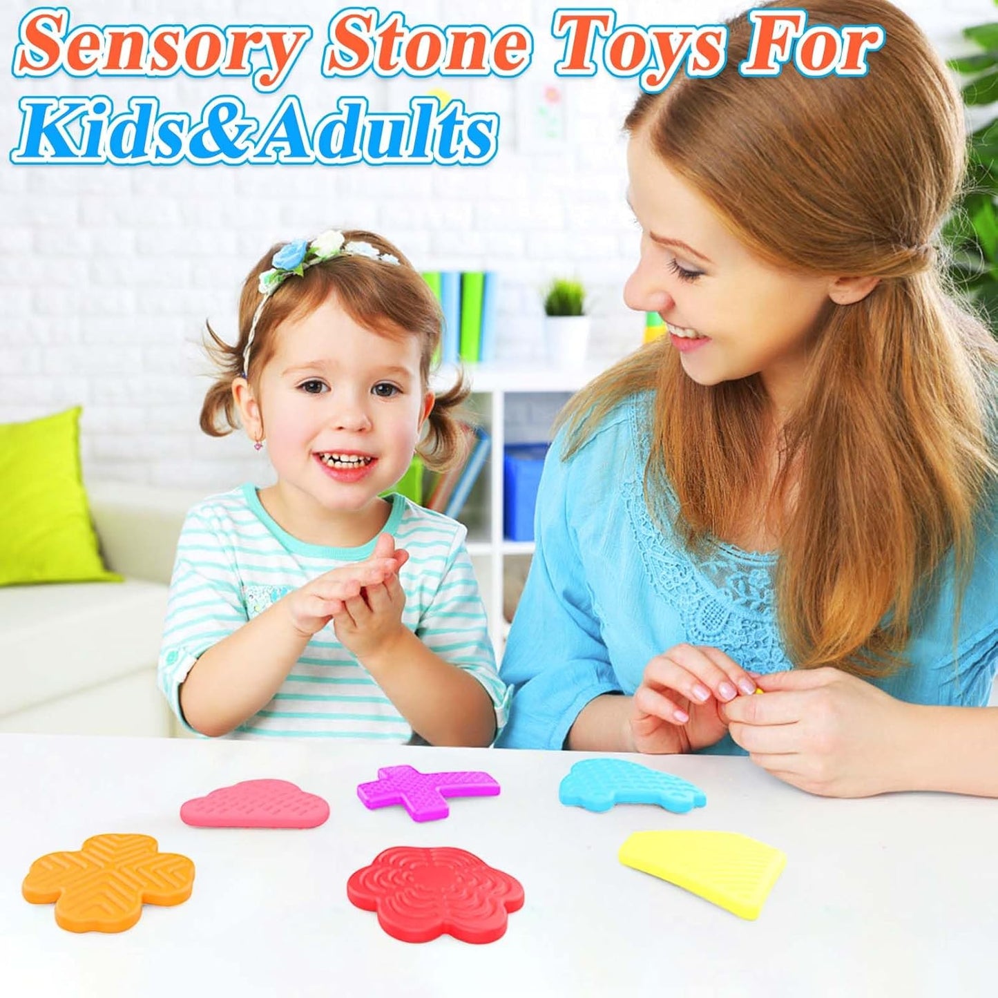 Fidget Toys Sensory Stone for Kids, 6pcsTextured Soft Worry Stones for Autism Kids Calming