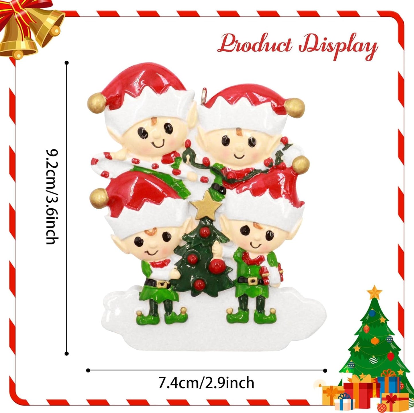 Personalized Christmas Ornaments 2024 Family of 4 Names Christmas Ornaments Custom Christmas Ornaments