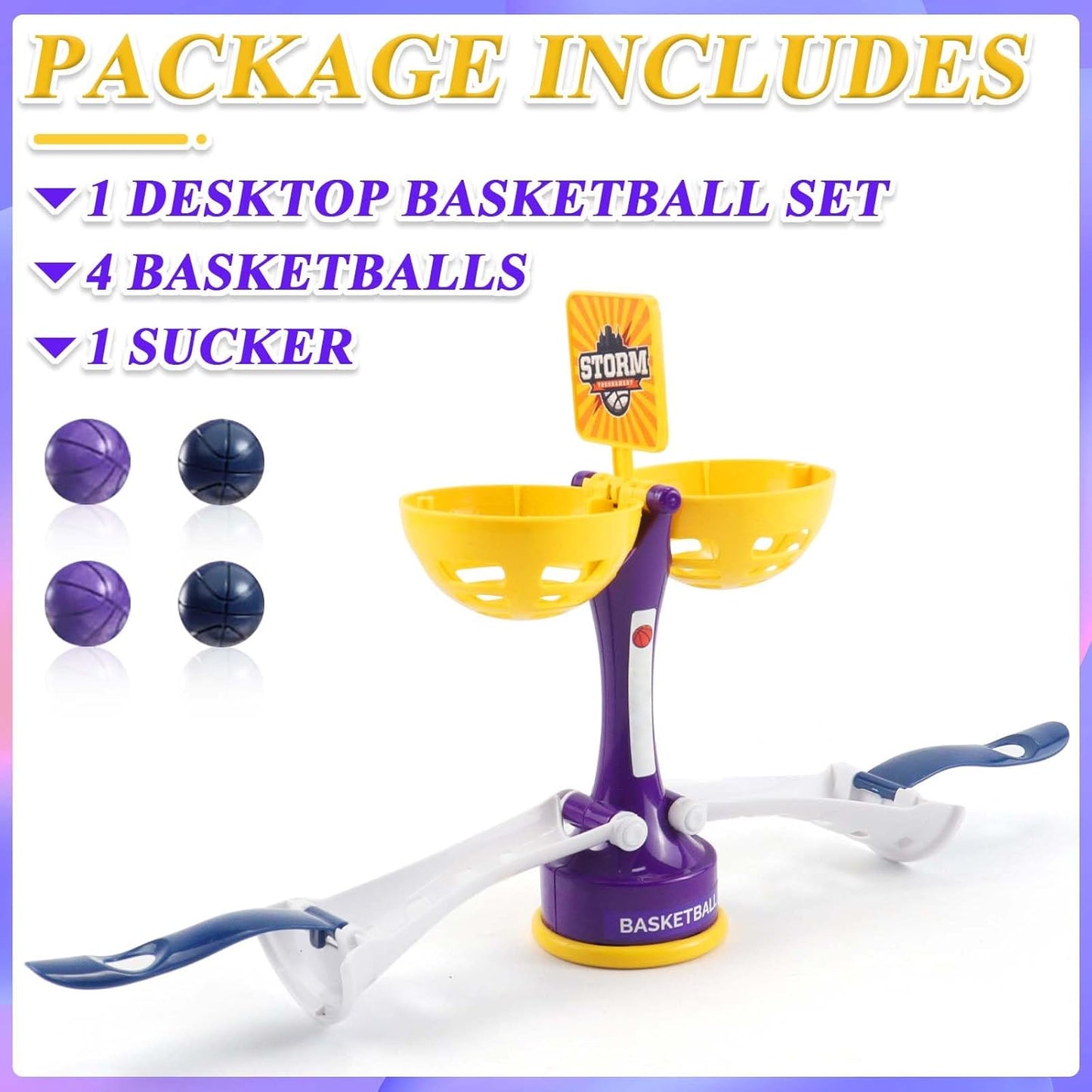 2-Players Mini Basketball Game Set Kids Toys, Tabletop Basketball Goal with 4 Balls Kids Games, Desktop Games for Kids, Stocking Stuffers Christmas Birthday Gifts for Boys and Girls