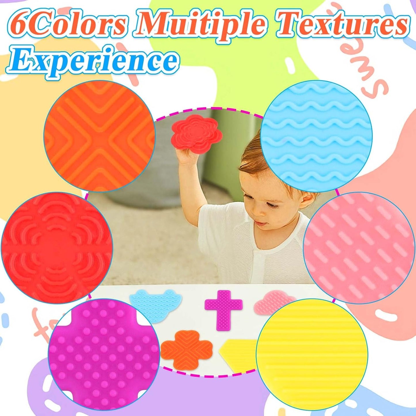 Fidget Toys Sensory Stone for Kids, 6pcsTextured Soft Worry Stones for Autism Kids Calming