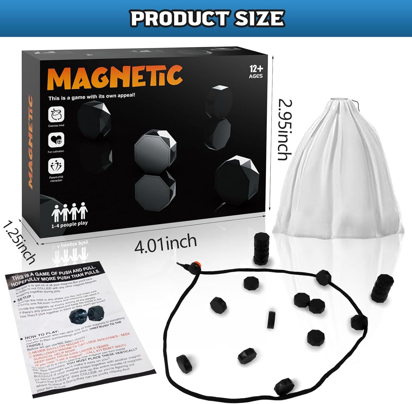 2025 New Magnetic Chess Set with 20 Plastic Magnet Stones, Puzzle Strategy Chess Board Game for Adults, Party Travel Chess Family Halloween Fun Tabletop Multiplayer Game
