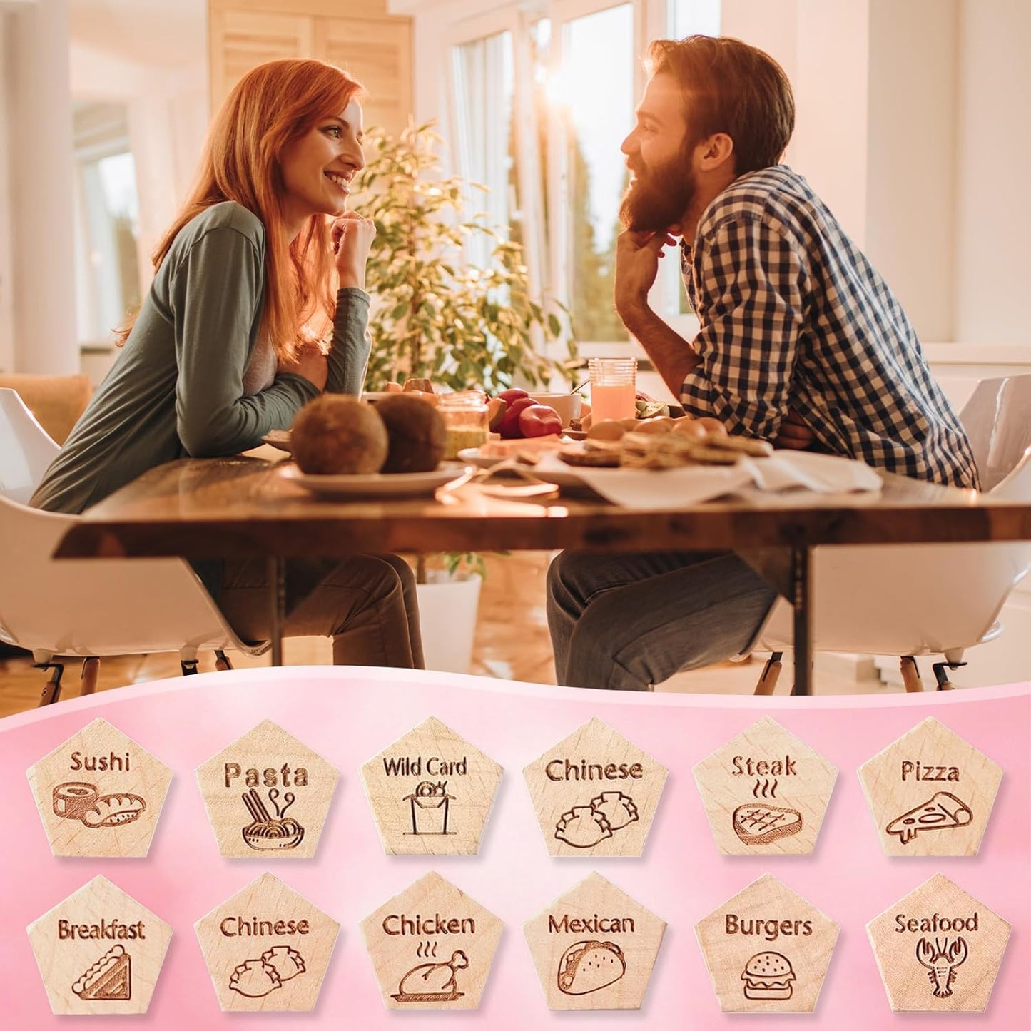 3pc Dice Set for Couples, Food Dice Game Gifts for Her Him, Anniversary Day Food Decision Dice Couple Gifts