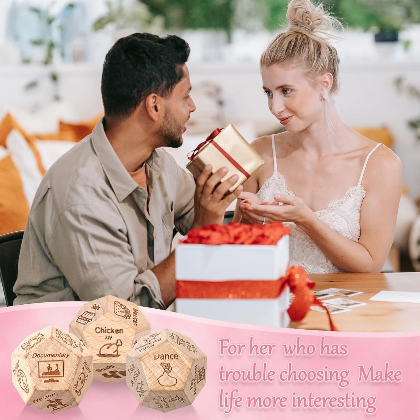 3pc Dice Set for Couples, Food Dice Game Gifts for Her Him, Anniversary Day Food Decision Dice Couple Gifts