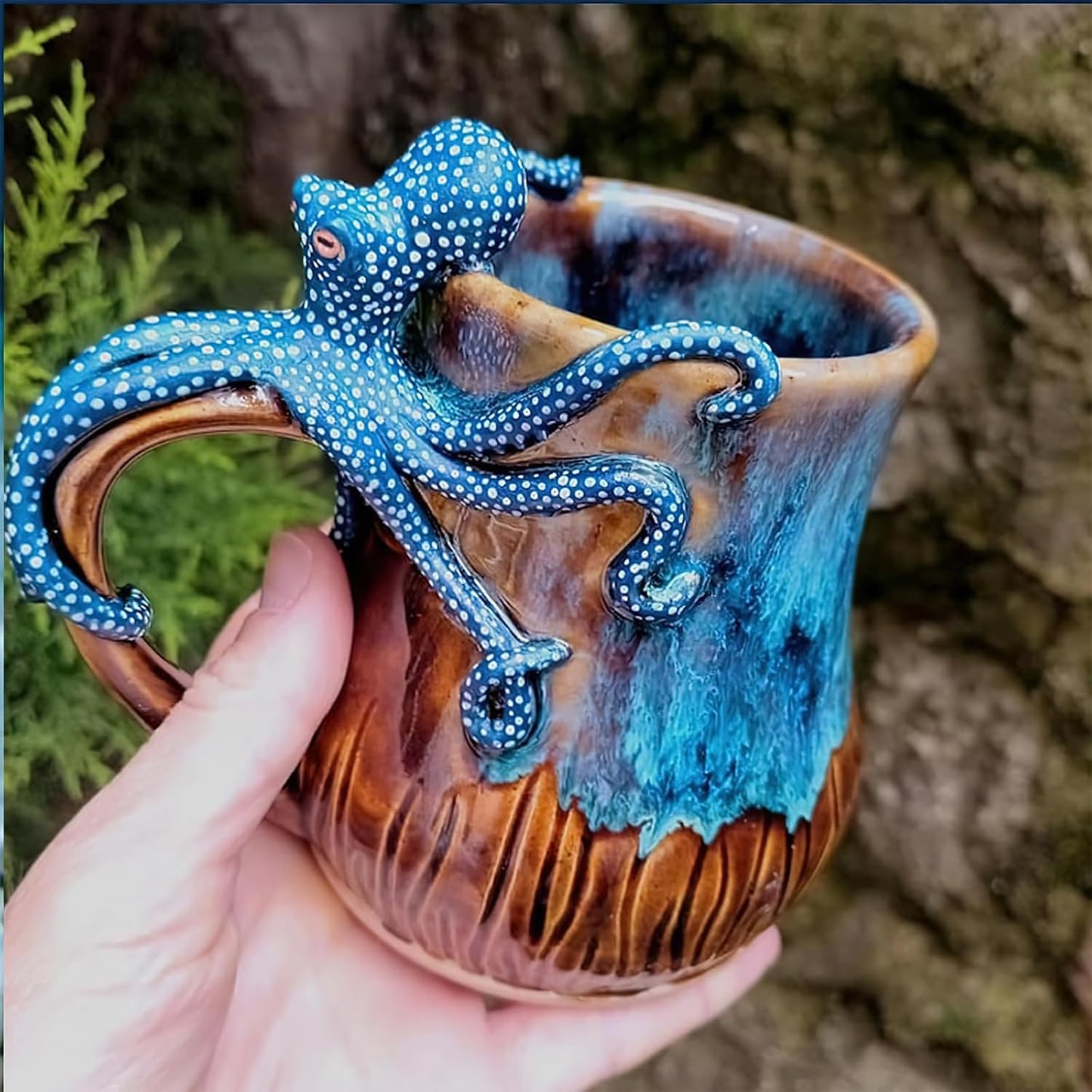 Ocean Creature Octopus Mug Home Decoration Ornaments, 3D Octopus Mug Funny Resin Mugs, Handmade Unique Octopus Shaped Statue Cup Decorate