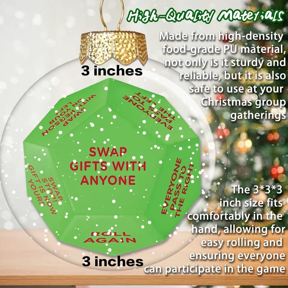 Santa Swap Gift Exchange Dice, 3 * 3in Exchange Gifts Dice Family Game, Christmas Party Gift Exchange Dice Game for Boys and Girls