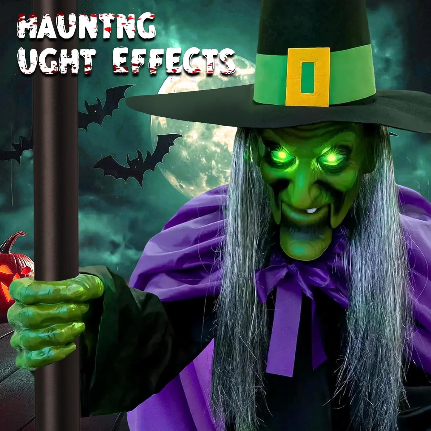 Halloween Decorations Outdoor - 11.5 Ft Animated Hovering Witch Animatronics - Sound & Touch Activated Sensor