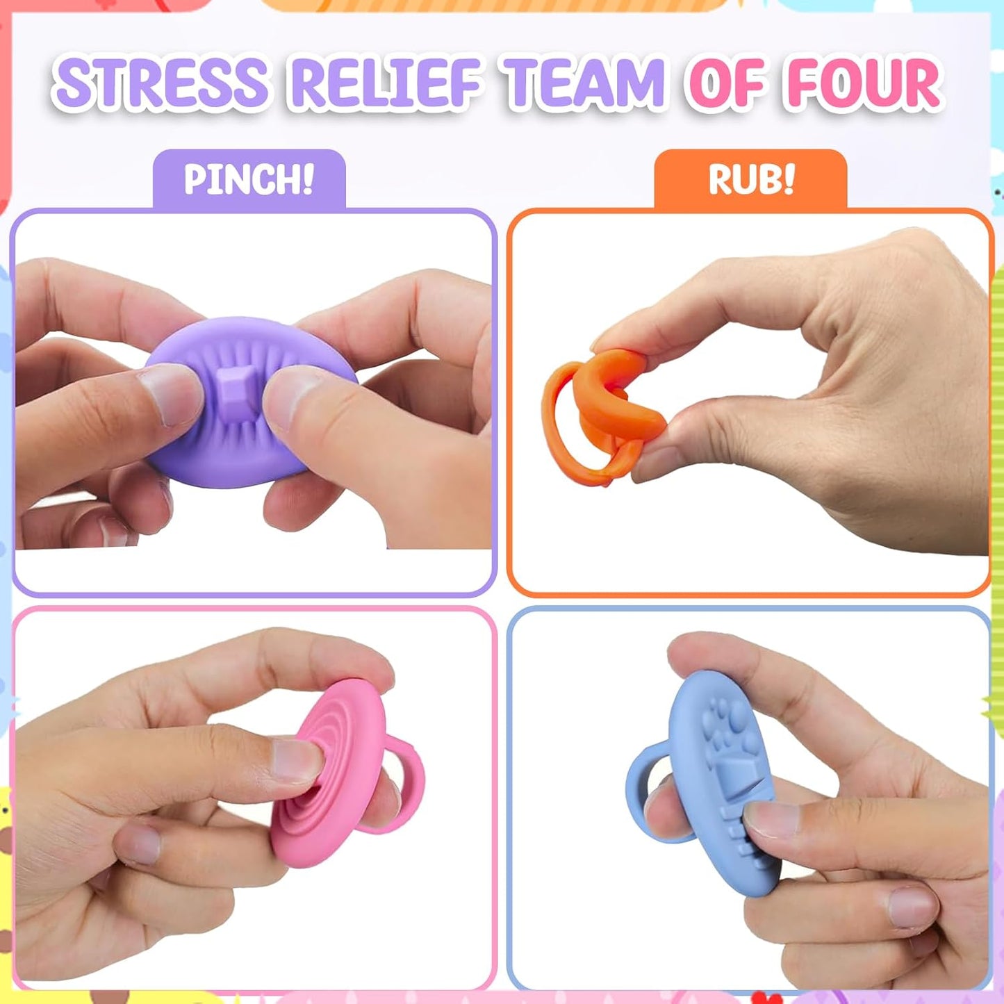 4Pcs Fidget Toys Sensory Stone, Texture Worry Stones for Boys Girls, Office Desk Sensory Toy Prize Gifts for Classroom