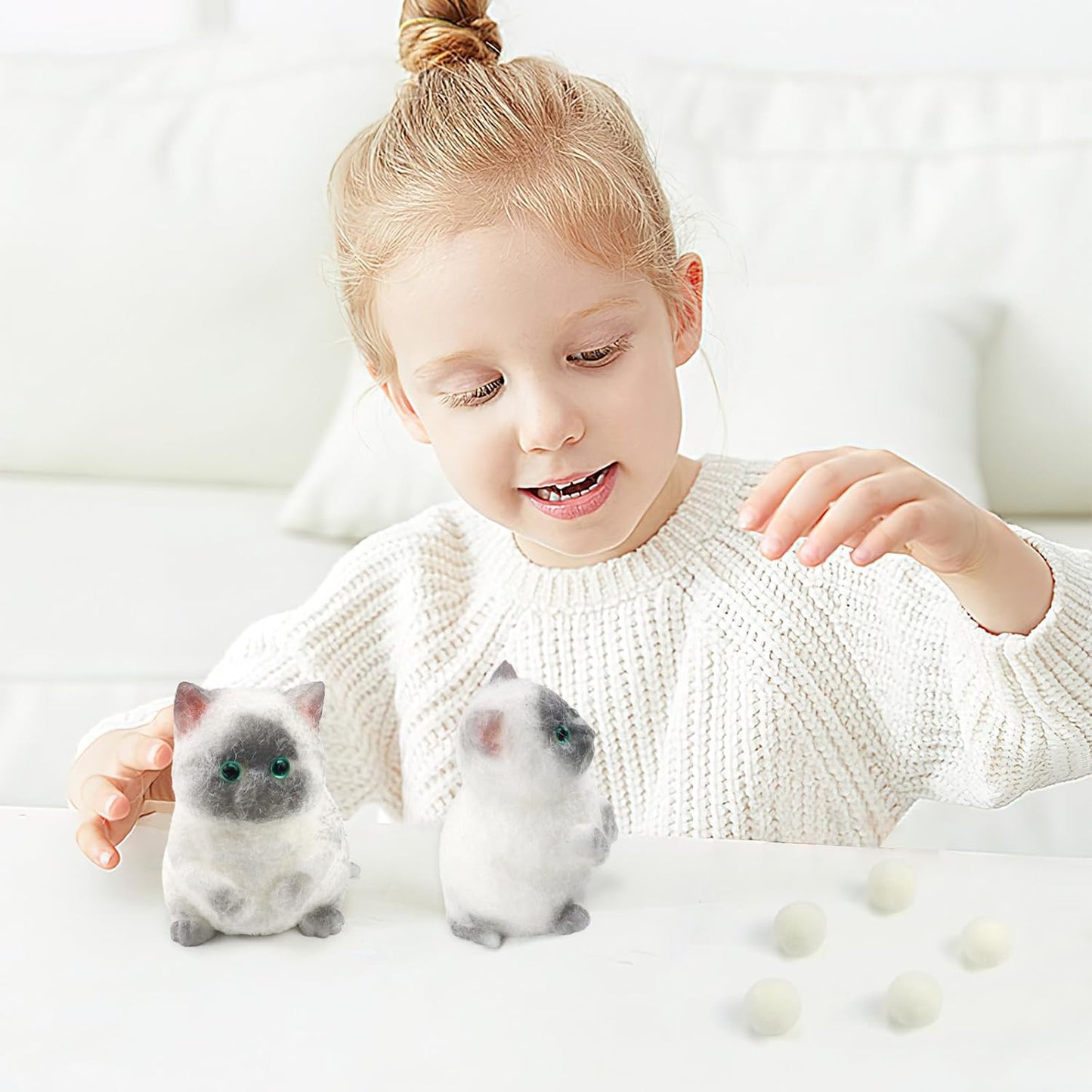 Squishies Fluffy Cat Fidget Toys Adults, Cute Handmade Cat Squeeze Sensory Toys for Kids with Autism