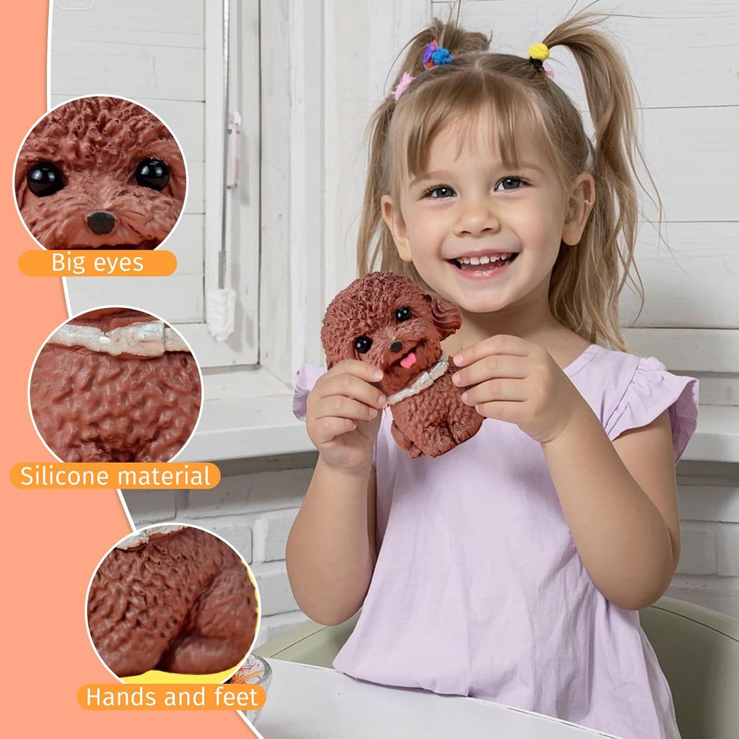 Teddy Stress Balls Fidget Toys for Kids Adults, Cute Squishies Dog Sensory Toys for Kids with Autism