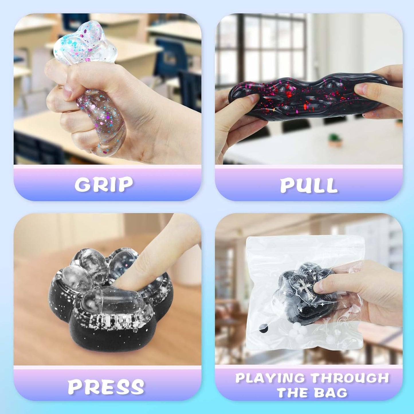 Cat Paw Squishies Fidget Toys Adults, Sticky Cute Squeeze Sensory Toys for Autism and Stress Relief