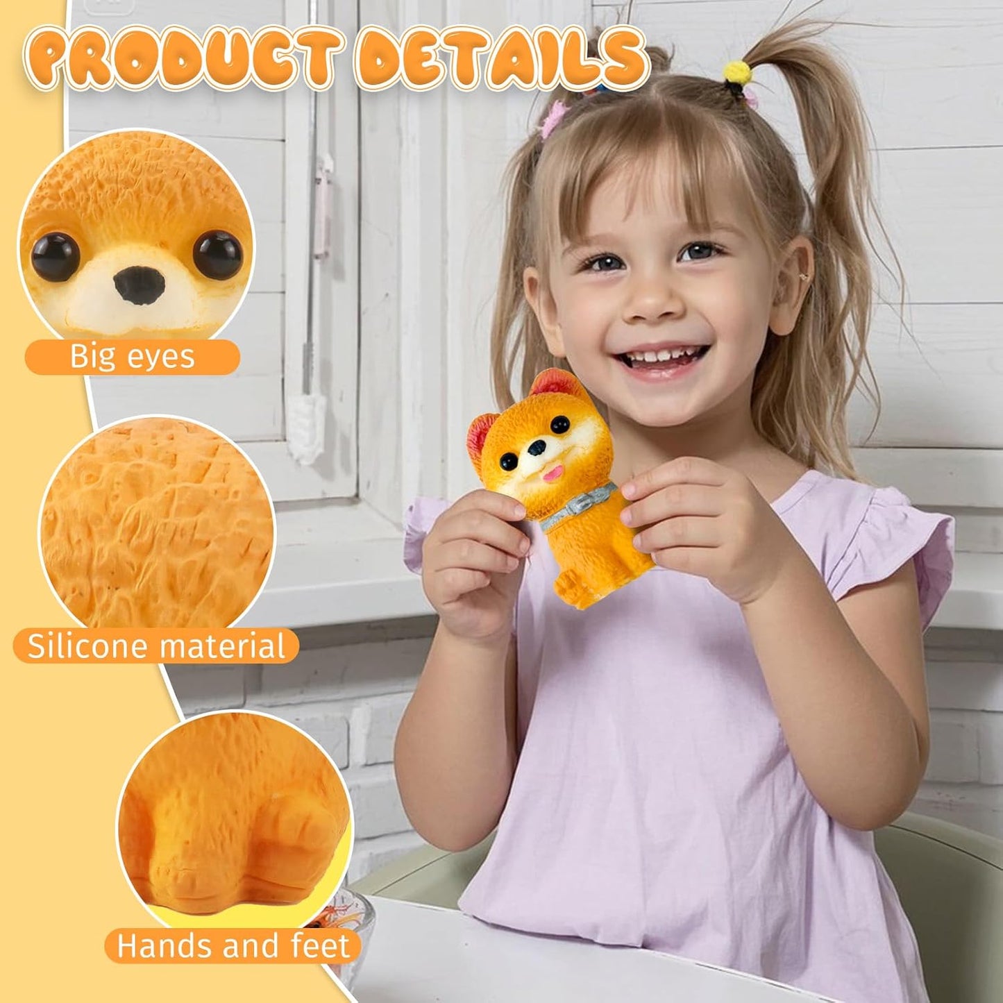 Pomeranian Stress Balls Fidget Toys for Kids Adults, Cute Squishies Dog Sensory Toys for Kids with Autism