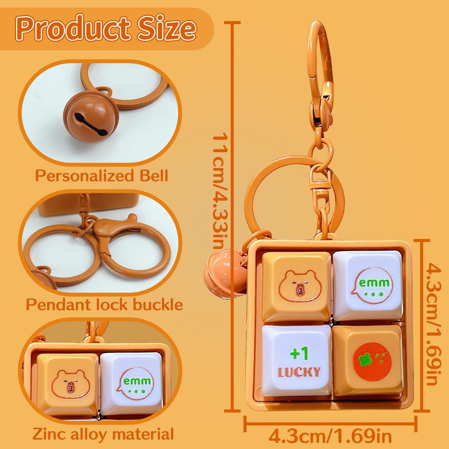 2pc Capybara Keyboard Fidget Toy, Keyboard Clicker Fidget, Fidget Clicker Keychain with Light & Sound