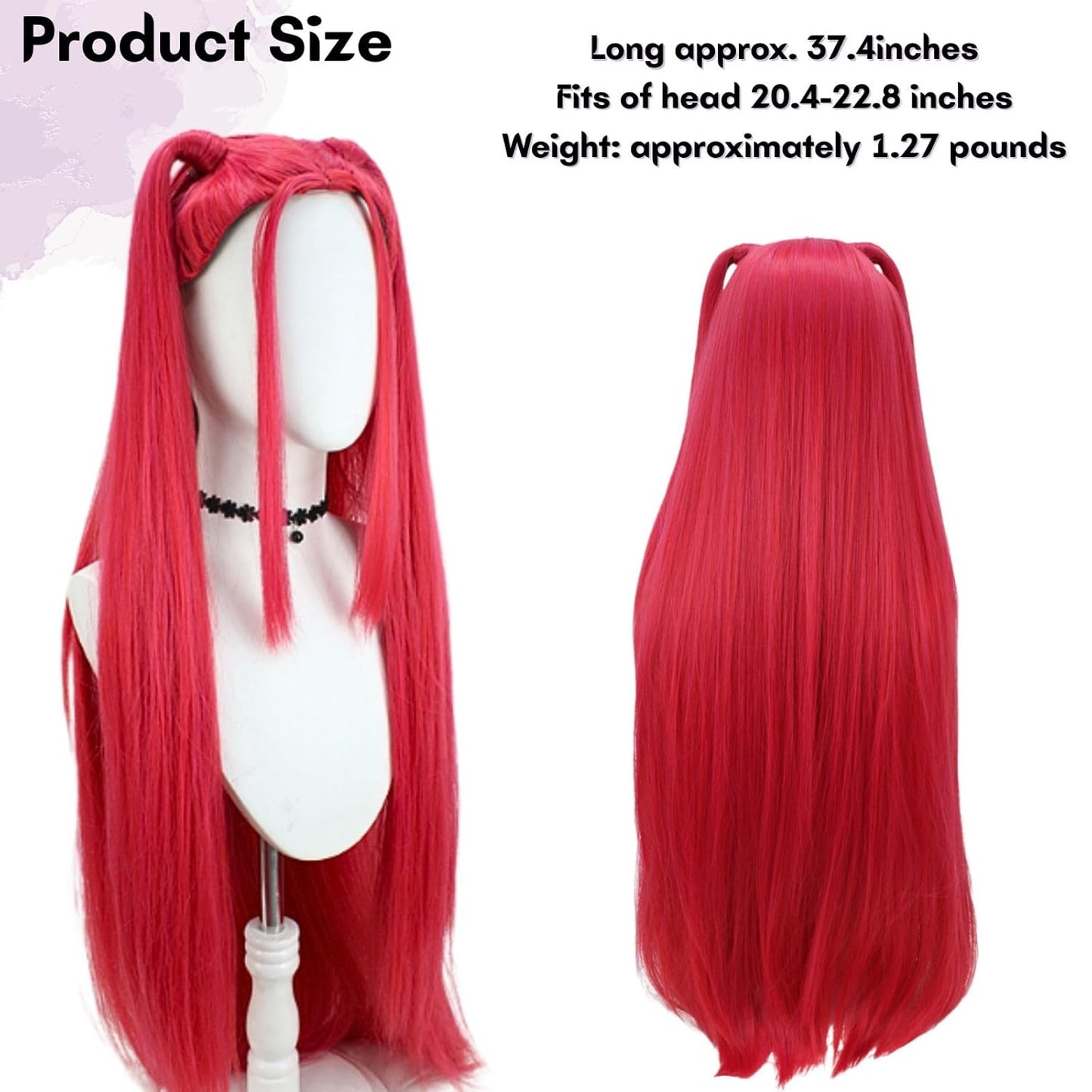 Long Hot Pink Wigs for Girls Cartoon Movie Straight Wig, Halloween Costume Cosplay Wigs with Bangs, Dance Halloween Cosplay Accessories Props Wig for Women