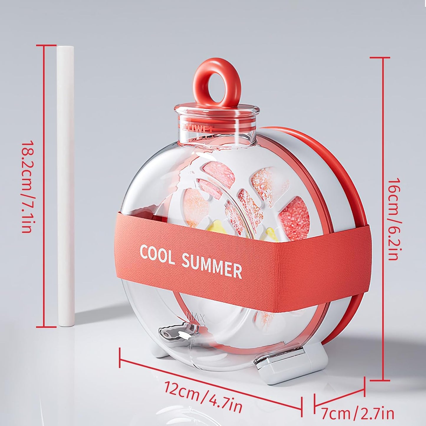 Ice Cube Bottle, 2 in 1 Zero Touch Press Ice Cube Mold Water Bottle with Straw, Ice Bottle Cup